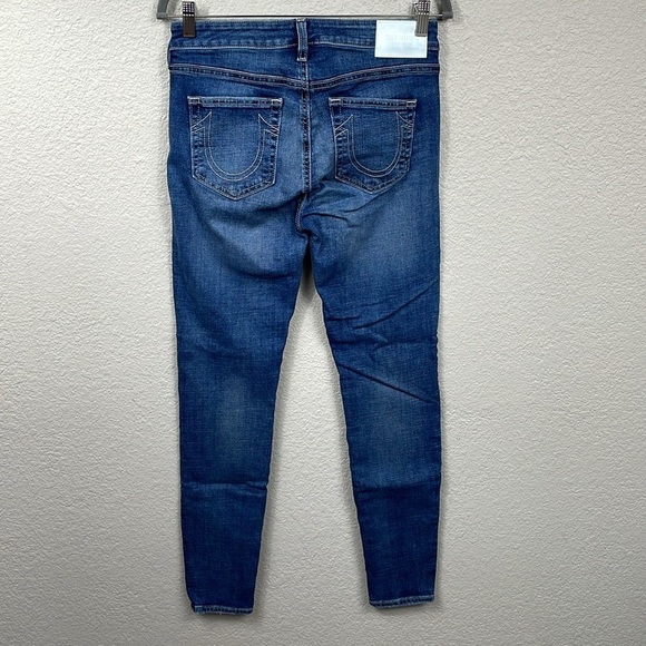 True Religion Halle Mid Rise Super Skinny Jeans Medium Dark Wash Sz 28 - Picture 4 of 12